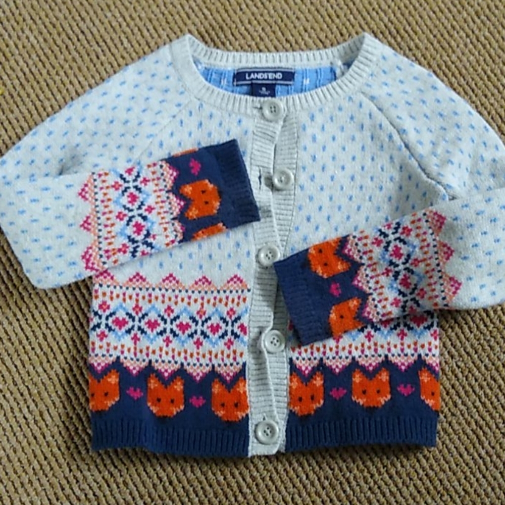 Lands End Girls cardigan sweater sz 4